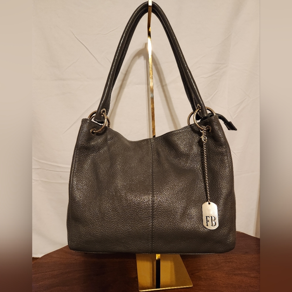 Steel grey Frederica Bassi Italian leather bag